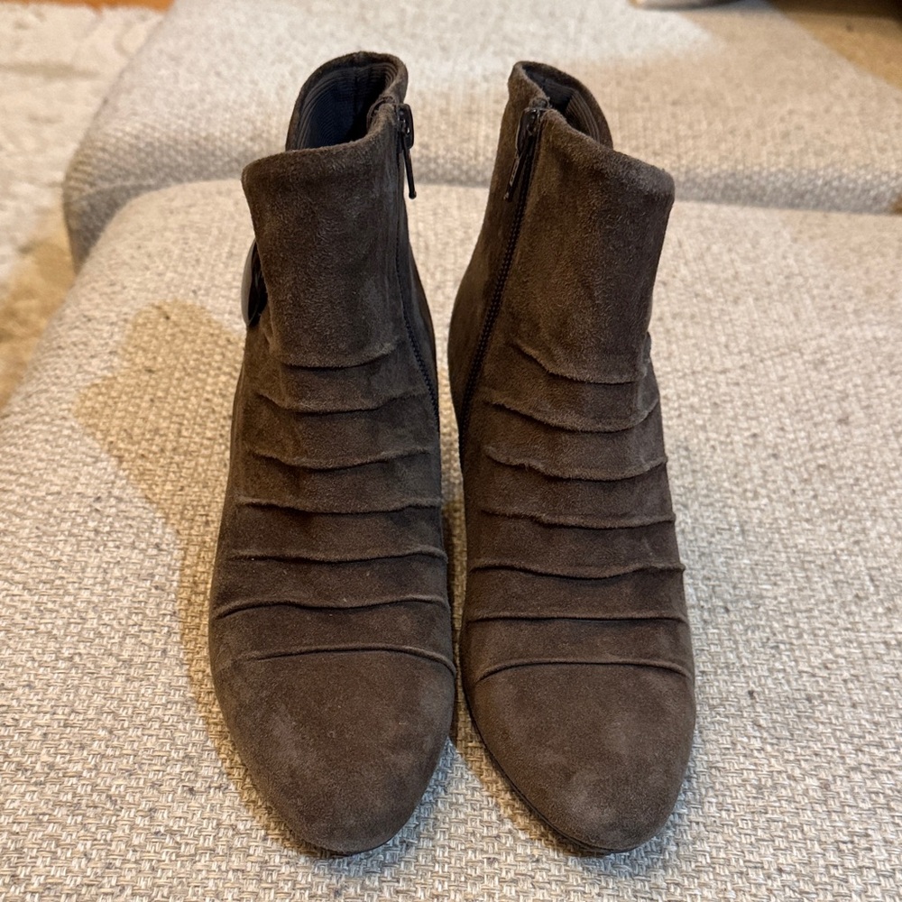 Vaneli Dark Brown Suede Ankle Booties
